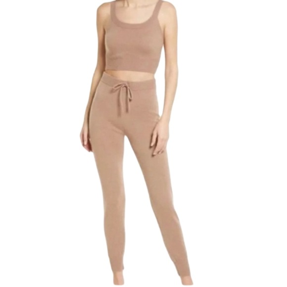NWT Reformation Tan Caitlin Cashmere Tank and Jogger Set - Sz S - Picture 1 of 8